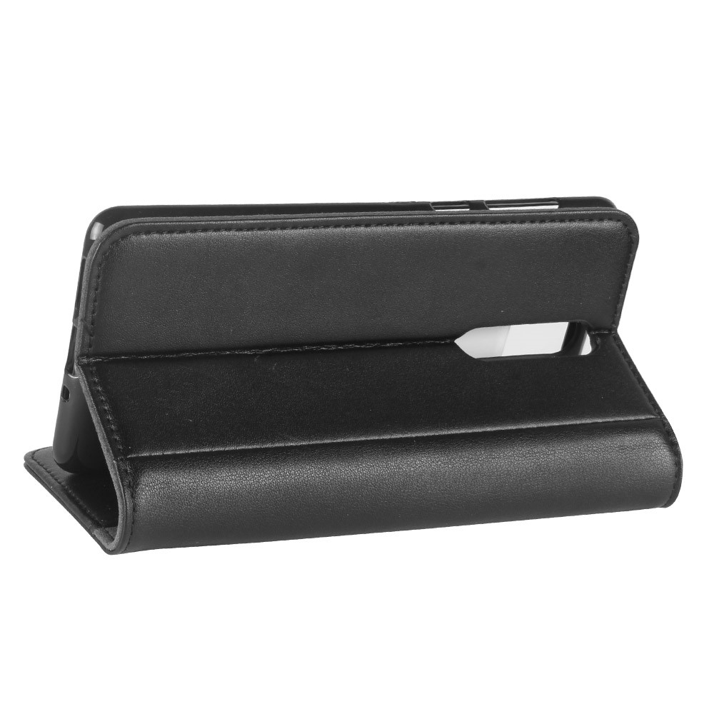 Genuine Split Leather Wallet Stand Flip Cover Shell for Nokia 8 - Black-6