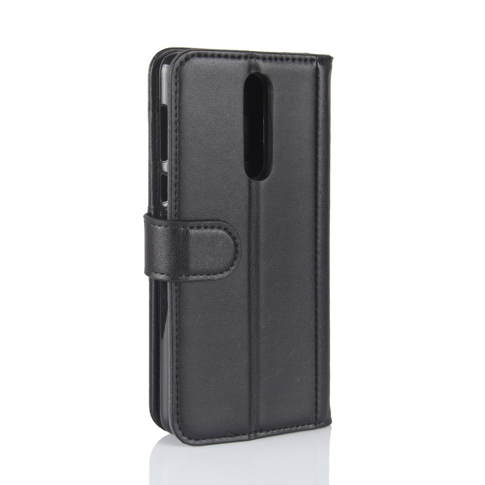 Genuine Split Leather Wallet Stand Flip Cover Shell for Nokia 8 - Black-7