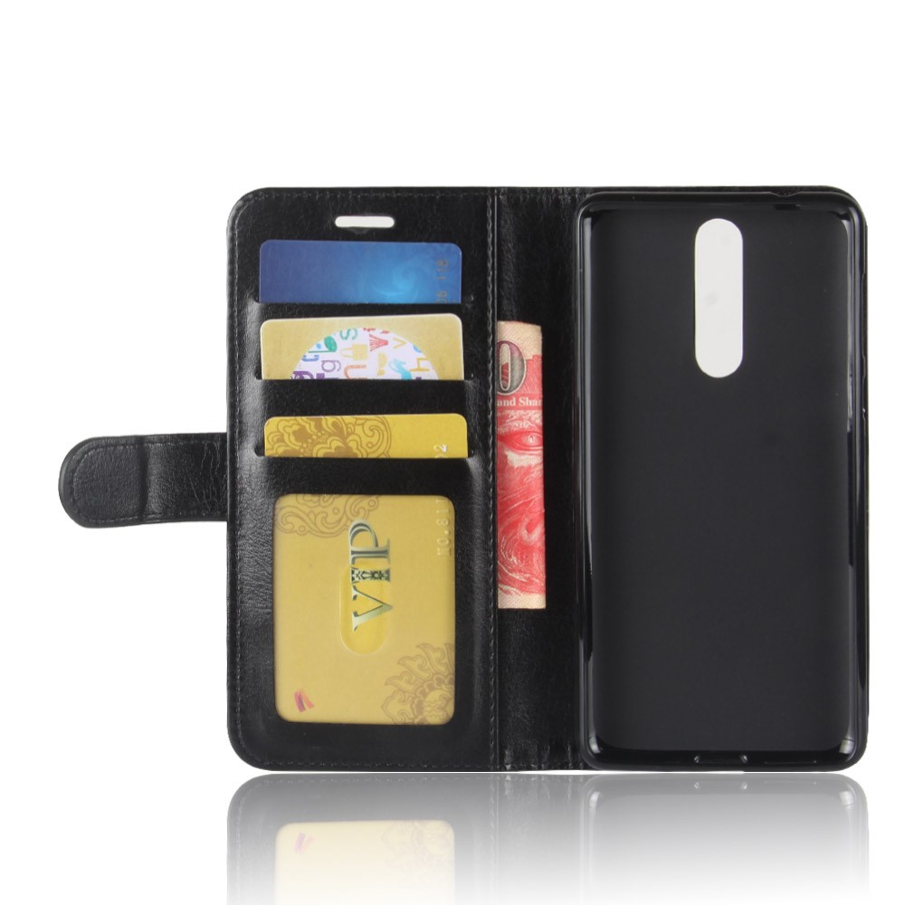 Crazy Horse PU Leather Wallet Mobile Phone Shell for Nokia 8 - Black-4