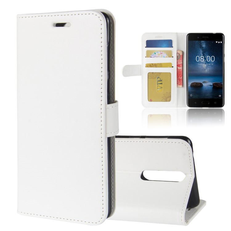 Crazy Horse Stand Wallet Leather Case for Nokia 8 - White-8