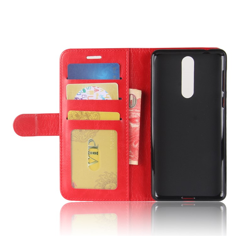 Crazy Horse PU Leather Wallet Stand Phone Cover for Nokia 8 - Red-4