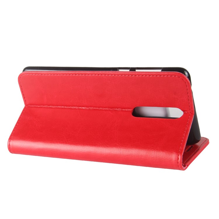 Crazy Horse PU Leather Wallet Stand Phone Cover for Nokia 8 - Red-6
