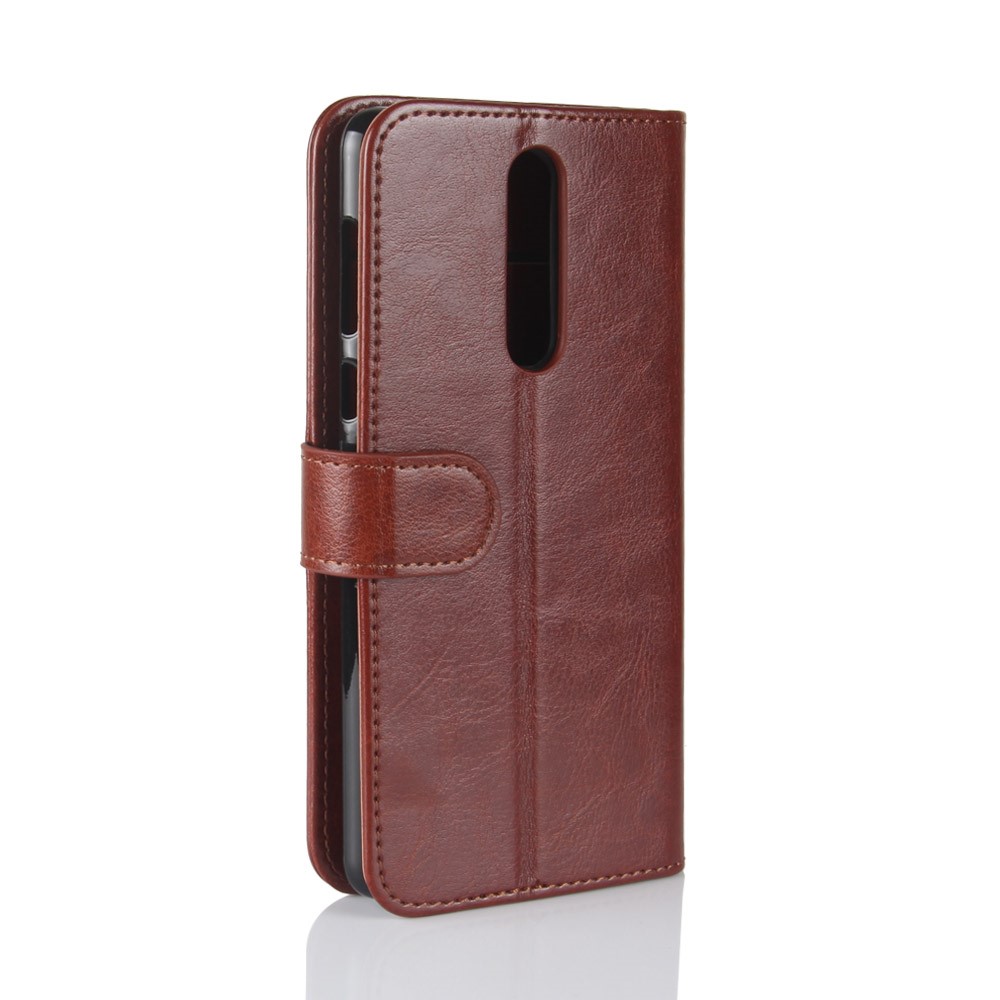 Crazy Horse Card Holder Leather Flip Stand Cover Shell for Nokia 8 - Brown-7