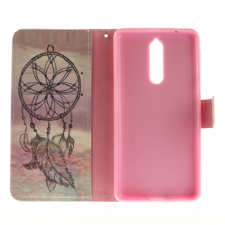 Patterned PU Leather Cover with Wallet Slots for Nokia 8 - Dream Catcher-10