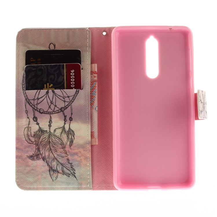 Patterned PU Leather Cover with Wallet Slots for Nokia 8 - Dream Catcher-9