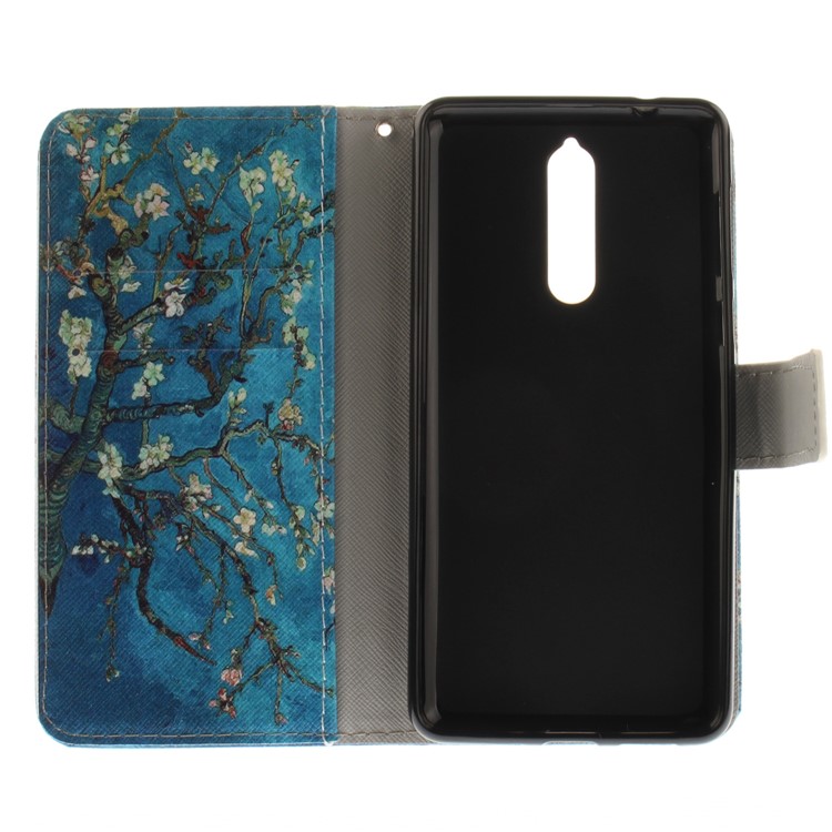 Printing Pattern Folio Flip Leather Mobile Cover for Nokia 8 - Almond Tree in Blossom-10