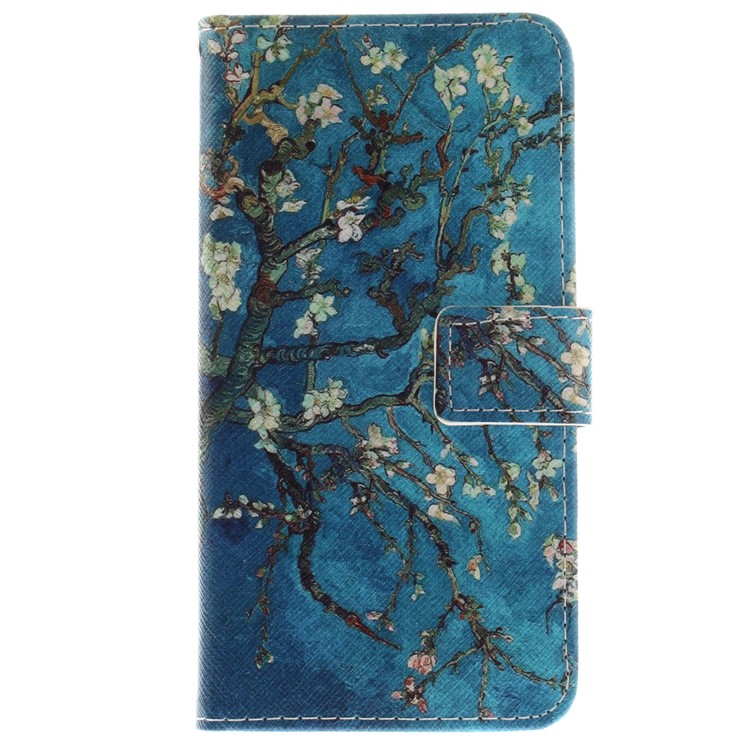 Printing Pattern Folio Flip Leather Mobile Cover for Nokia 8 - Almond Tree in Blossom-2