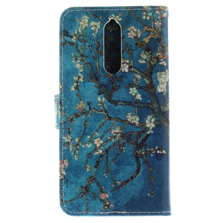 Printing Pattern Folio Flip Leather Mobile Cover for Nokia 8 - Almond Tree in Blossom-3