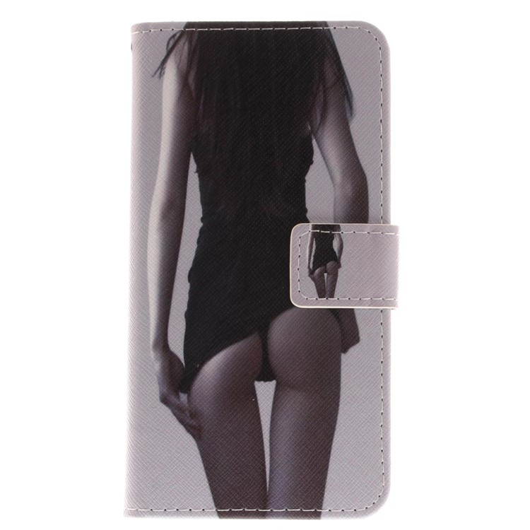 Magnetic Leather Wallet Patterned Folio Protective Shell for Nokia 8 - Hot Girl-2