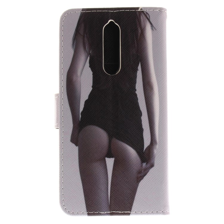 Magnetic Leather Wallet Patterned Folio Protective Shell for Nokia 8 - Hot Girl-3