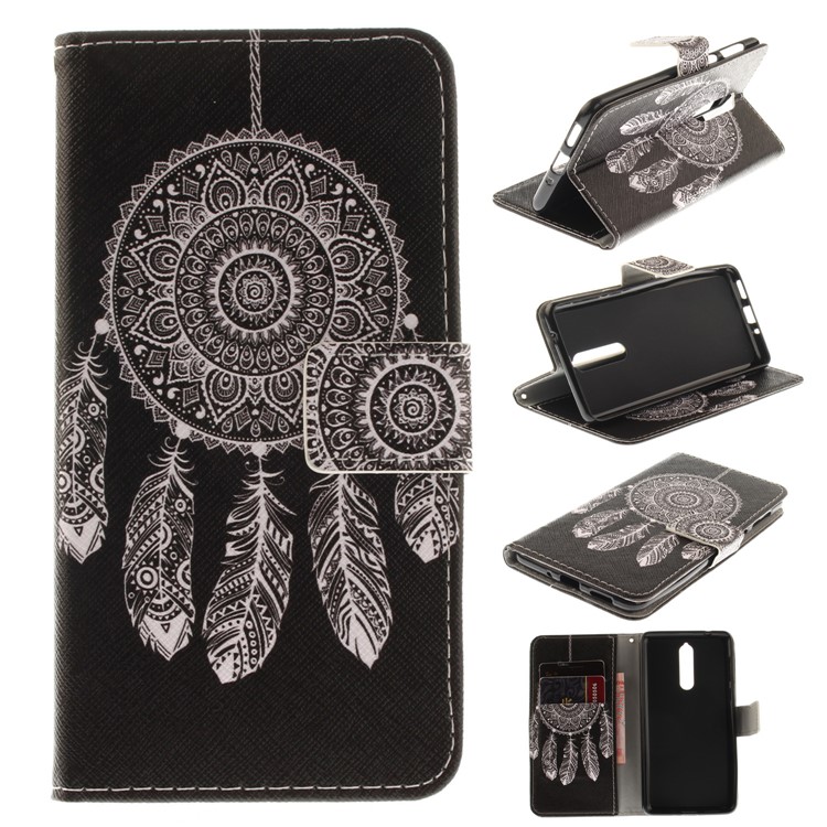 Patterned Leather Card Slots Flip Shell for Nokia 8 - Tribal Dreamcatcher-1