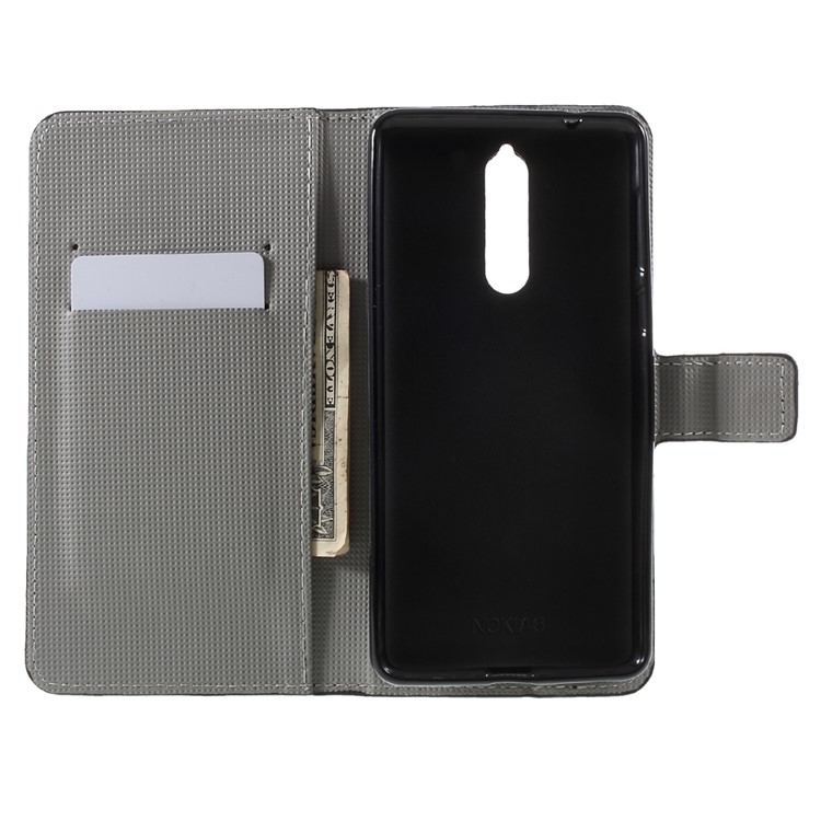 Pattern Printing PU Leather Magnetic Wallet Stand Protective Phone Shell for Nokia 8 - Abstract Pattern-6
