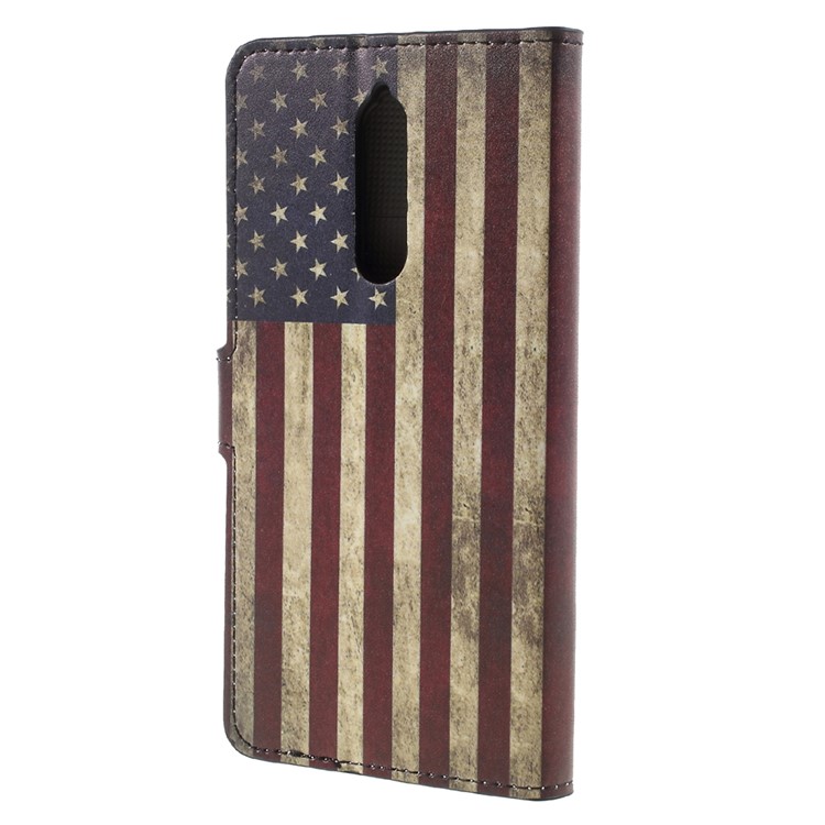 Pattern Printing PU Leather Magnetic Wallet Stand Protective Phone Case for Nokia 8 - Flag of America-2