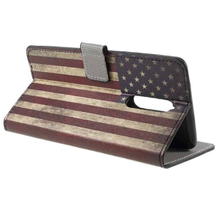 Pattern Printing PU Leather Magnetic Wallet Stand Protective Phone Case for Nokia 8 - Flag of America-5
