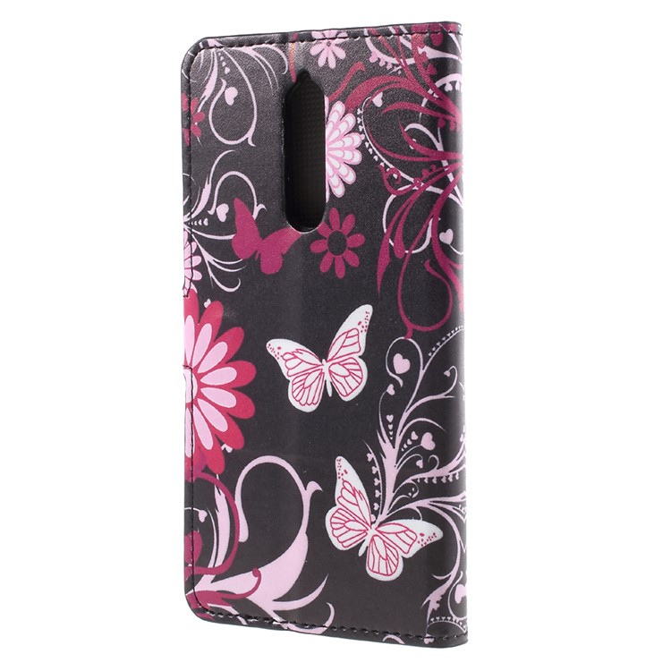 Pattern Printing PU Leather Magnetic Wallet Stand Protective Phone Casing for Nokia 8 - Butterfly Flower-2