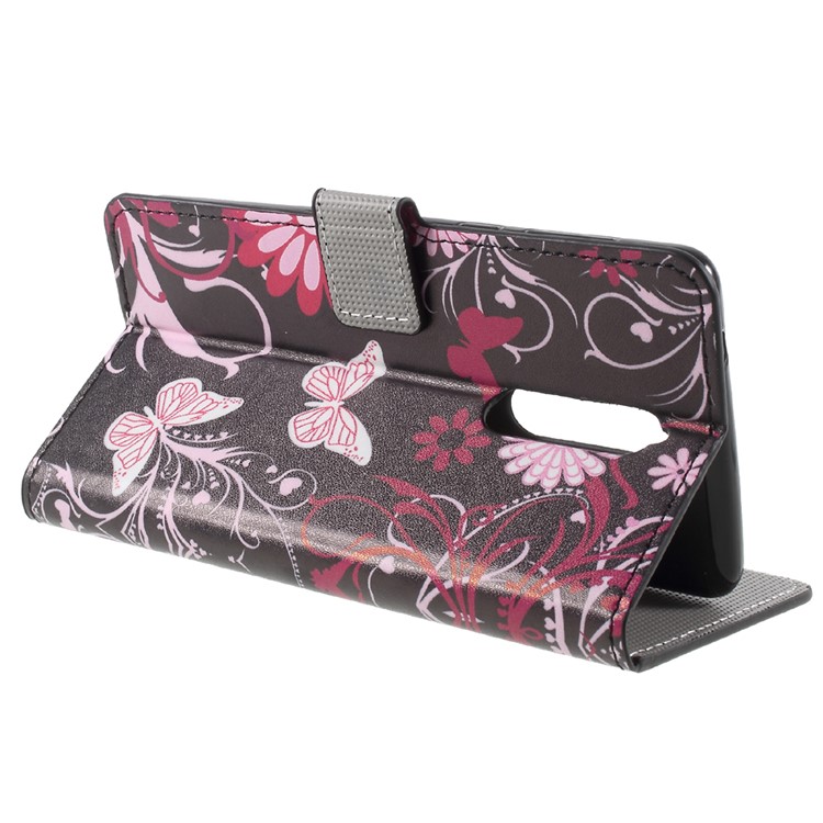 Pattern Printing PU Leather Magnetic Wallet Stand Protective Phone Casing for Nokia 8 - Butterfly Flower-5