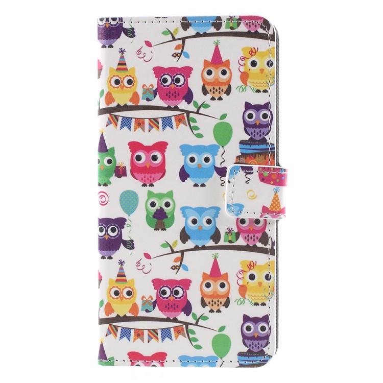 Pattern Printing PU Leather Magnetic Wallet Stand Protective Mobile Phone Shell for Nokia 8 - Owl Family-1