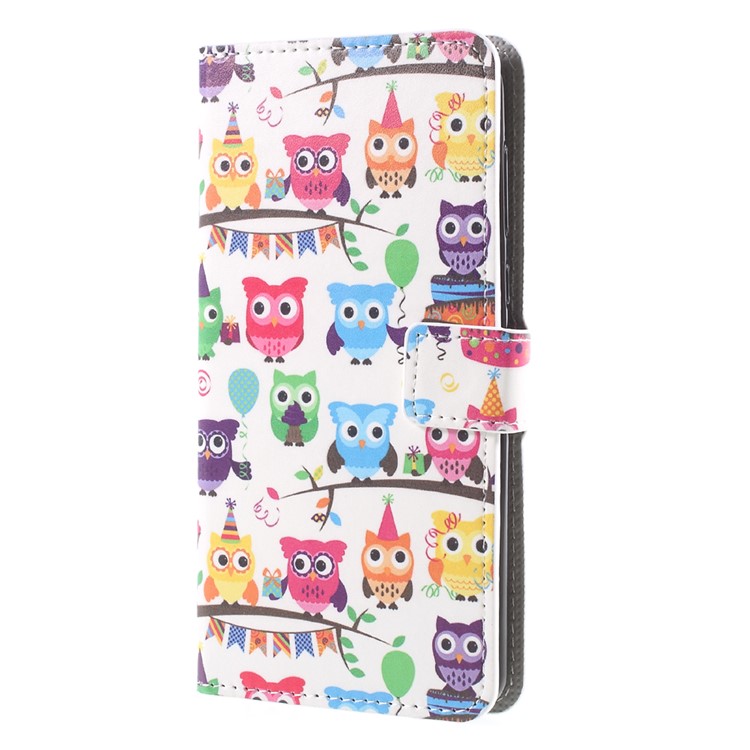 Pattern Printing PU Leather Magnetic Wallet Stand Protective Mobile Phone Shell for Nokia 8 - Owl Family-3