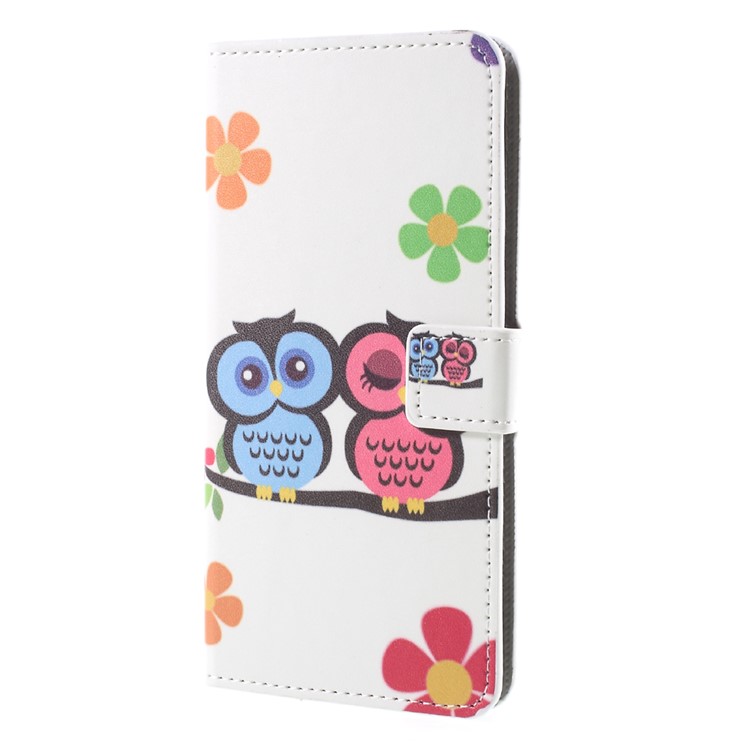 Pattern Printing PU Leather Magnetic Wallet Stand Protective Phone Shell for Nokia 8 - Owl Couple-3