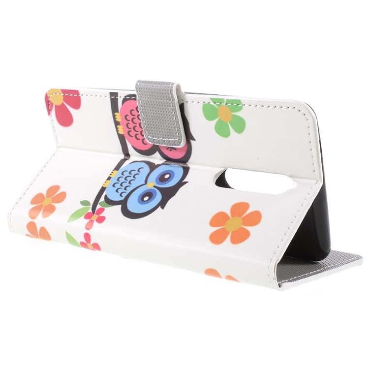 Pattern Printing PU Leather Magnetic Wallet Stand Protective Phone Shell for Nokia 8 - Owl Couple-5