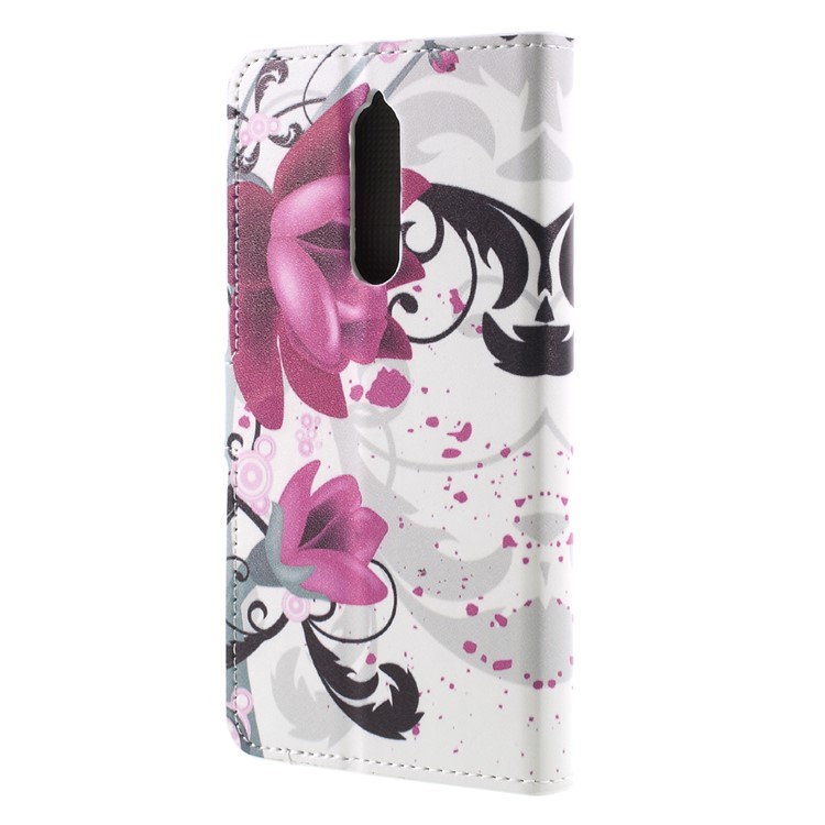 Pattern Printing PU Leather Magnetic Wallet Stand Protective Cell Phone Shell for Nokia 8 - Purple Flower-2