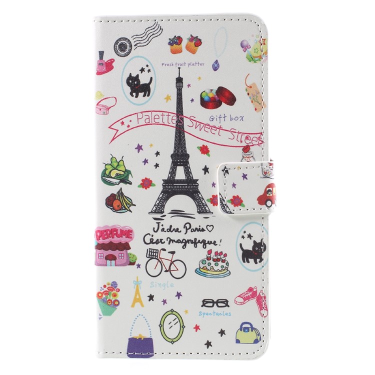 Pattern Printing PU Leather Magnetic Wallet Stand Protective Cell Phone Cover for Nokia 8 - Palettes Sweet Street-1
