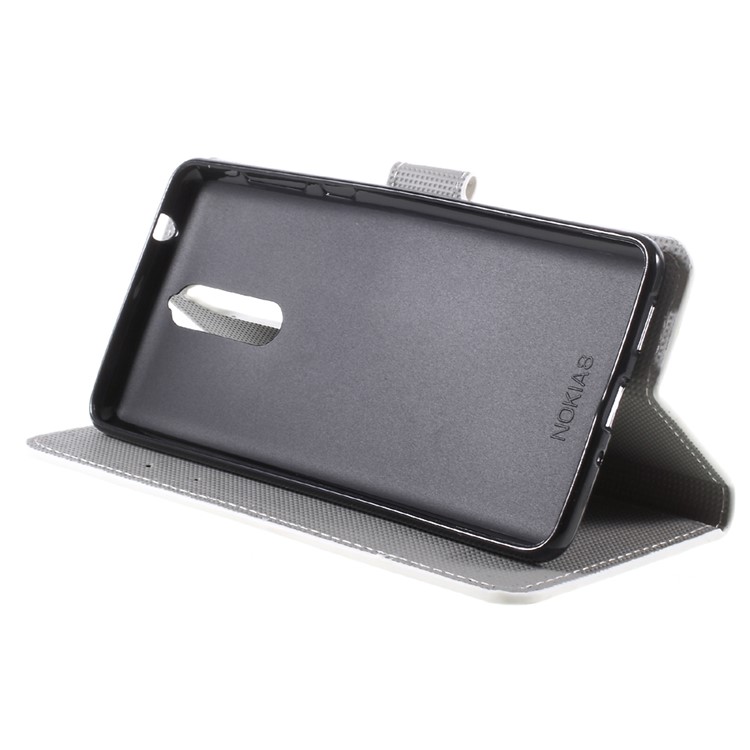 Pattern Printing PU Leather Magnetic Wallet Stand Protective Cell Phone Cover for Nokia 8 - Palettes Sweet Street-4