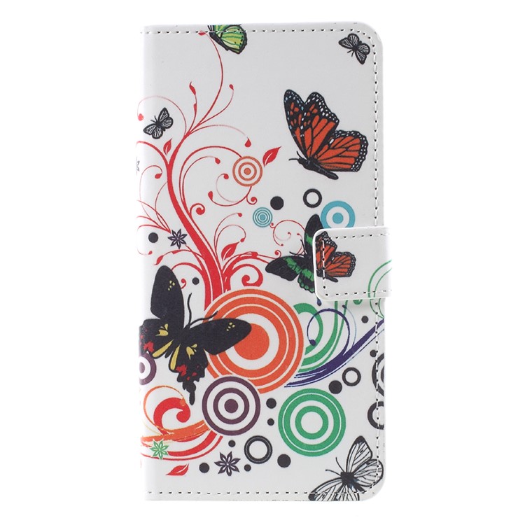 Pattern Printing PU Leather Magnetic Wallet Protective Phone Shell with Stand for Nokia 8 - Butterfly and Flower-1