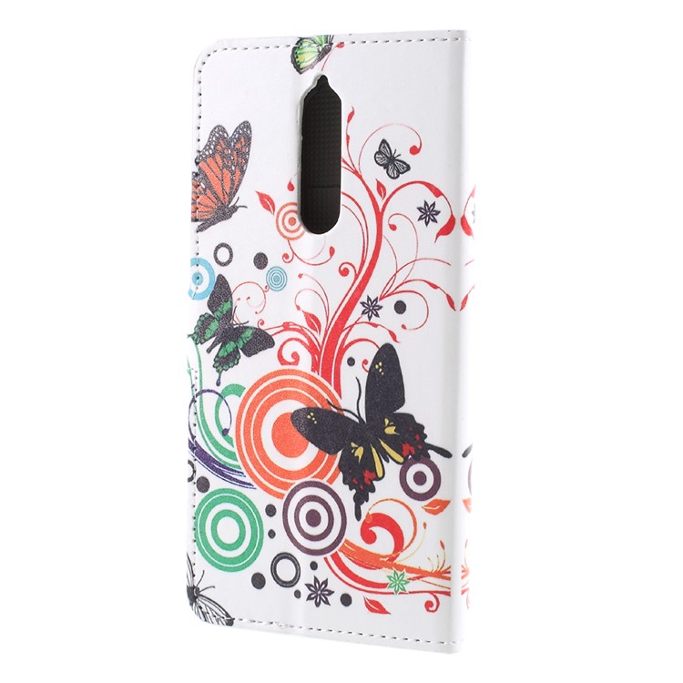 Pattern Printing PU Leather Magnetic Wallet Protective Phone Shell with Stand for Nokia 8 - Butterfly and Flower-2