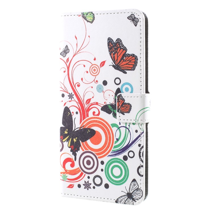 Pattern Printing PU Leather Magnetic Wallet Protective Phone Shell with Stand for Nokia 8 - Butterfly and Flower-3