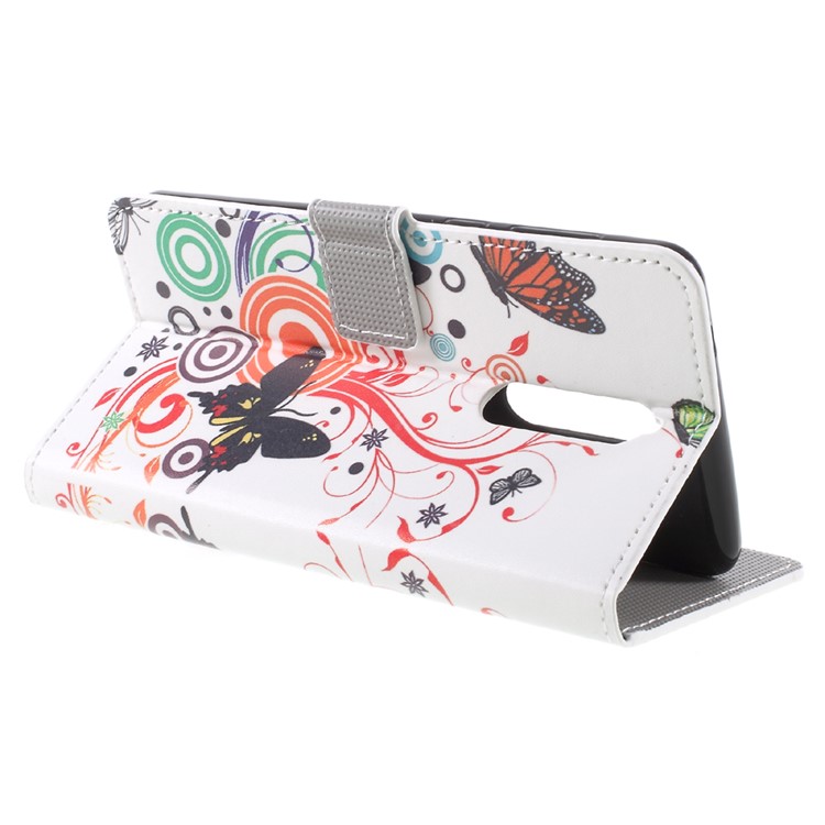 Pattern Printing PU Leather Magnetic Wallet Protective Phone Shell with Stand for Nokia 8 - Butterfly and Flower-5