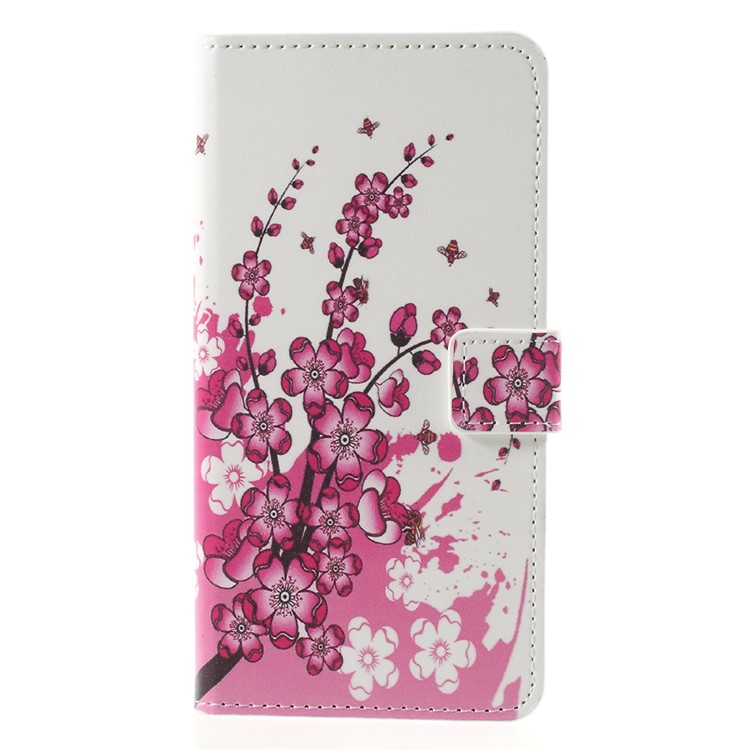 Pattern Printing PU Leather Magnetic Wallet Stand Protective Casing for Nokia 8 - Pink Flower-1