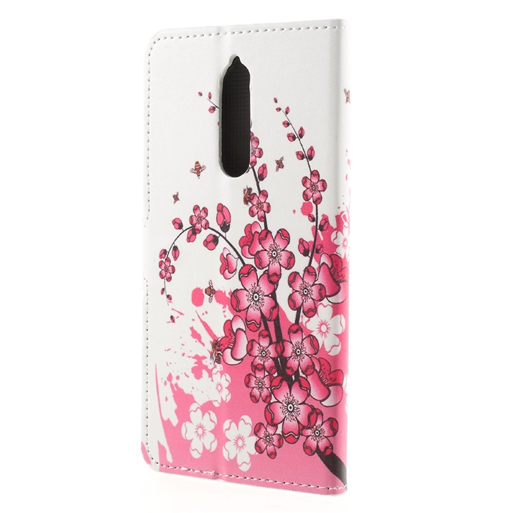 Pattern Printing PU Leather Magnetic Wallet Stand Protective Casing for Nokia 8 - Pink Flower-2