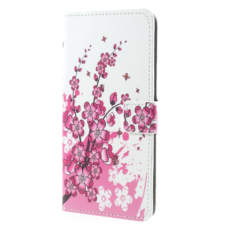 Pattern Printing PU Leather Magnetic Wallet Stand Protective Casing for Nokia 8 - Pink Flower-3