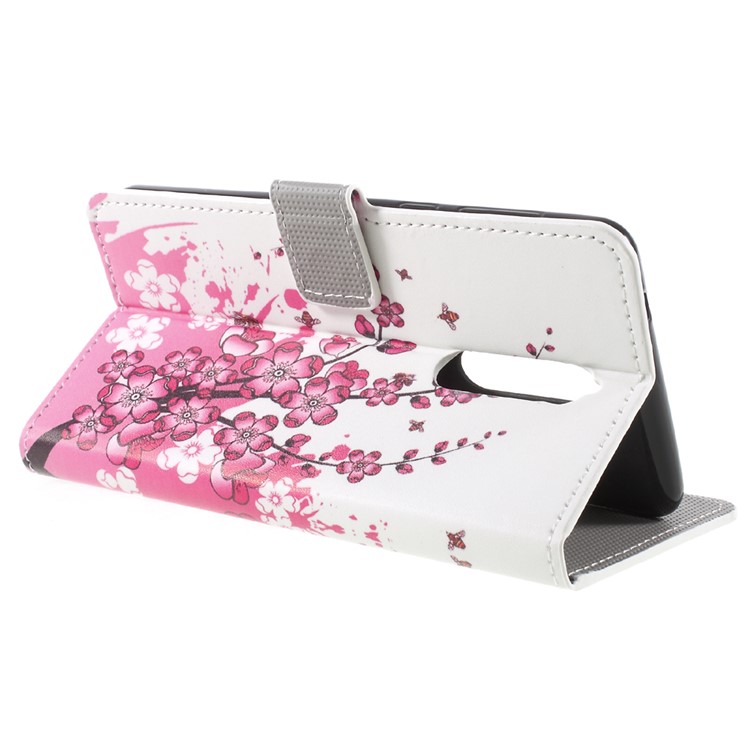 Pattern Printing PU Leather Magnetic Wallet Stand Protective Casing for Nokia 8 - Pink Flower-5
