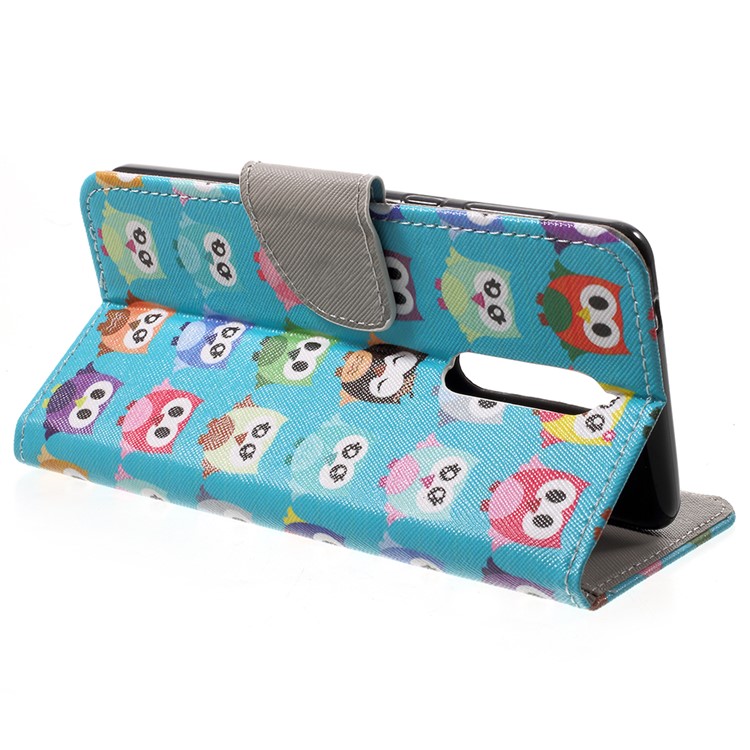Pattern Printing Wallet Stand Leather Case for Nokia 8 - Cute Owls-4