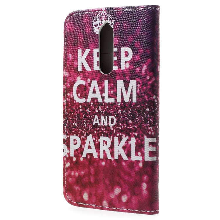 Pattern Printing Card Holder Leather Protector Mobile Phone Case with Stand for Nokia 8 - Keep Calm and Sparkle-3