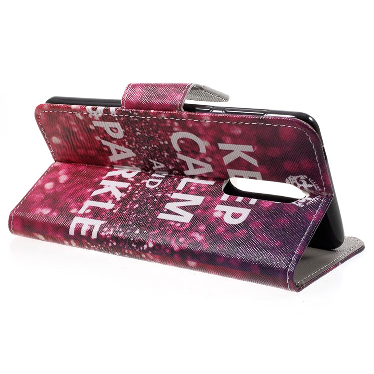 Pattern Printing Card Holder Leather Protector Mobile Phone Case with Stand for Nokia 8 - Keep Calm and Sparkle-4