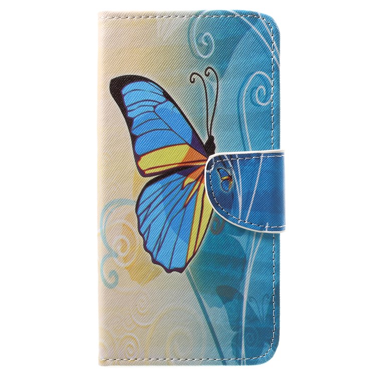 Pattern Printing PU Leather Card Slots Cell Phone Cover for Nokia 8 - Blue Butterfly-1