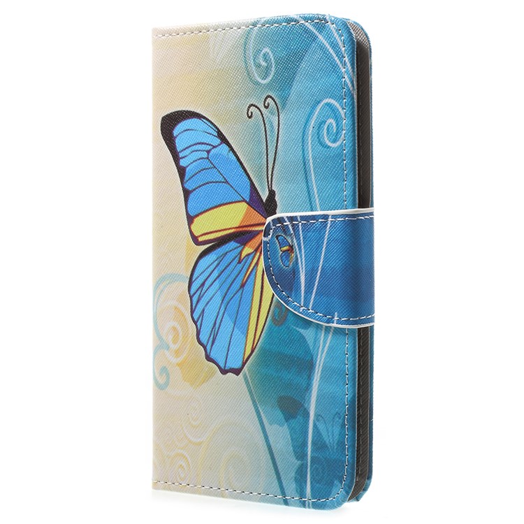 Pattern Printing PU Leather Card Slots Cell Phone Cover for Nokia 8 - Blue Butterfly-2