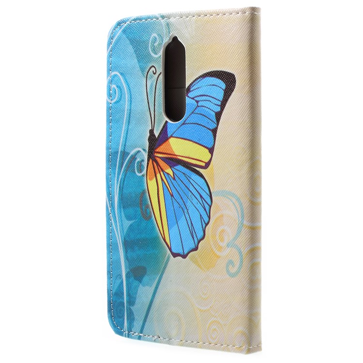 Pattern Printing PU Leather Card Slots Cell Phone Cover for Nokia 8 - Blue Butterfly-3