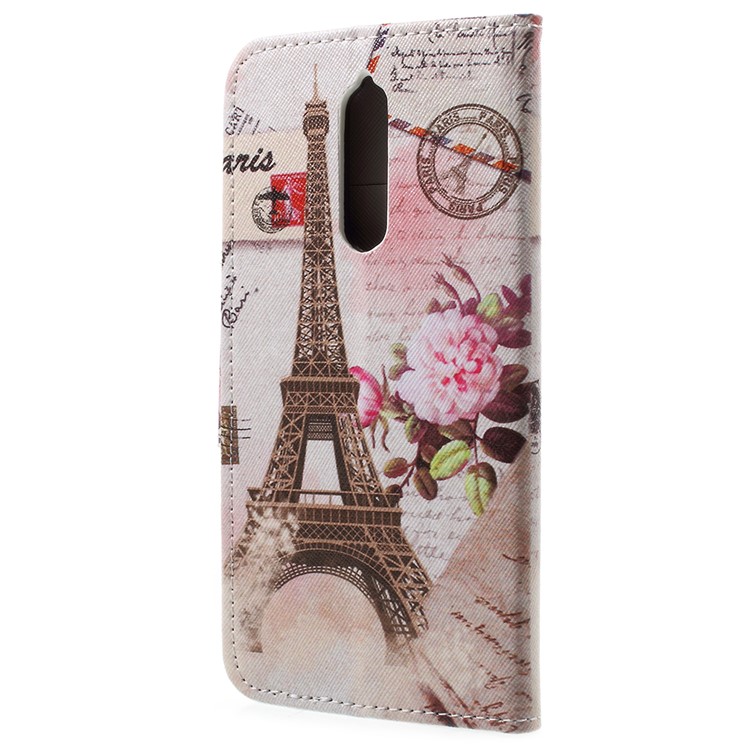Pattern Printing Folio Flip Leather Mobile Phone Cover with Card Slots for Nokia 8 - Eiffel Tower-3