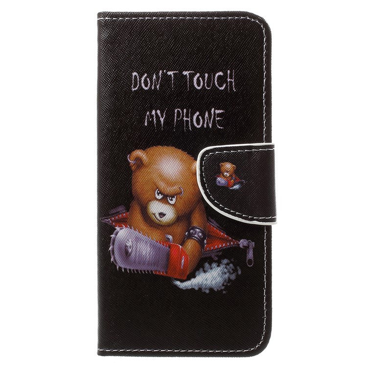Pattern Printing Wallet Stand Leather Cover Case for Nokia 8 - Angry Bear and It's Warning-1