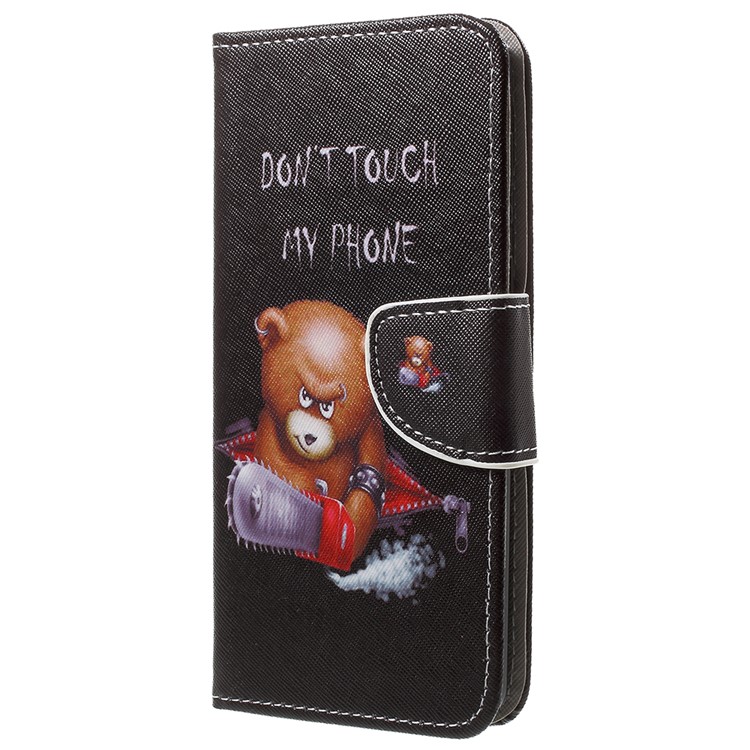 Pattern Printing Wallet Stand Leather Cover Case for Nokia 8 - Angry Bear and It's Warning-2