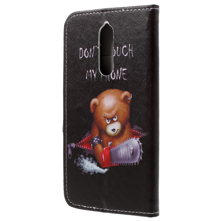 Pattern Printing Wallet Stand Leather Cover Case for Nokia 8 - Angry Bear and It's Warning-3