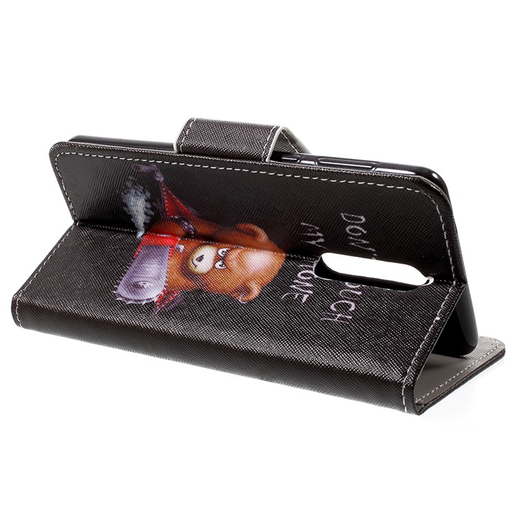 Pattern Printing Wallet Stand Leather Cover Case for Nokia 8 - Angry Bear and It's Warning-4