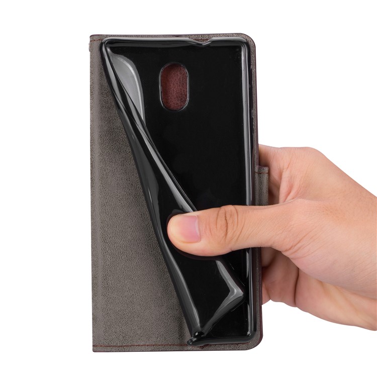 Crazy Horse Leather Wallet Case for Nokia 3 - Black-6