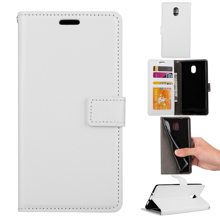Crazy Horse Leather Wallet Cover for Nokia 3 - White-1