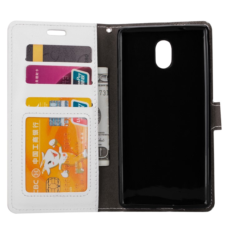 Crazy Horse Leather Wallet Cover for Nokia 3 - White-5