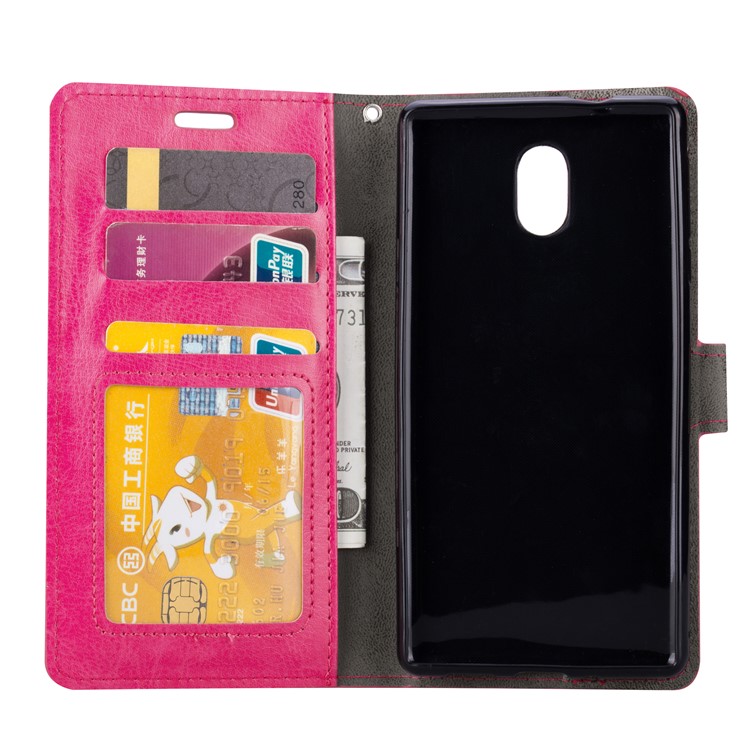 Crazy Horse Wallet Leather Stand Case for Nokia 3 - Rose-5